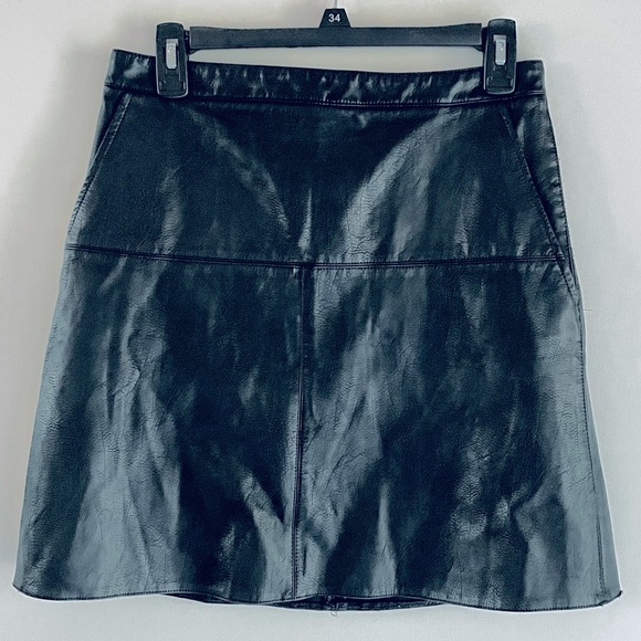 Zara Basic Black Vegan Leather Skirt sz M - Picture 1 of 9